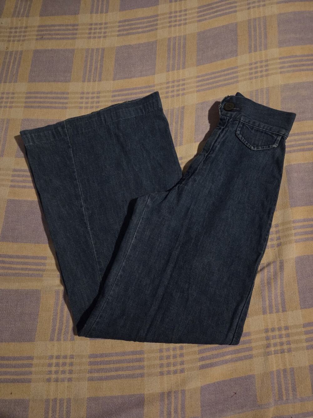 Vtg 70s Flare Denim Jeans Size 23 x 29 Blue Bell Bottoms Wide Leg Hippie Groovy